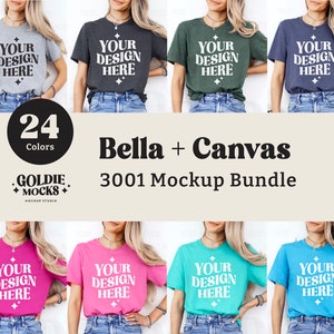 Bella Canvas 3001 Tshirt Mockup Bundle | 3001 Shirt Mock-up Bundle | Real Model Mock | Minimal Neutral Simple Bella Canvas T-Shirt Mockups