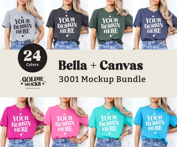 Bella Canvas 3001 Tshirt Mockup Bundle | 3001 Shirt Mock-up Bundle | Real Model Mock | Minimal Neutral Simple Bella Canvas T-Shirt Mockups