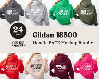 Gildan 18500 Hoodie Back Mockup Bundle | Back View of G185 Hooded Sweatshirt Mock-up Bundle | Real Model Mock | Minimal Neutral Simple Backs