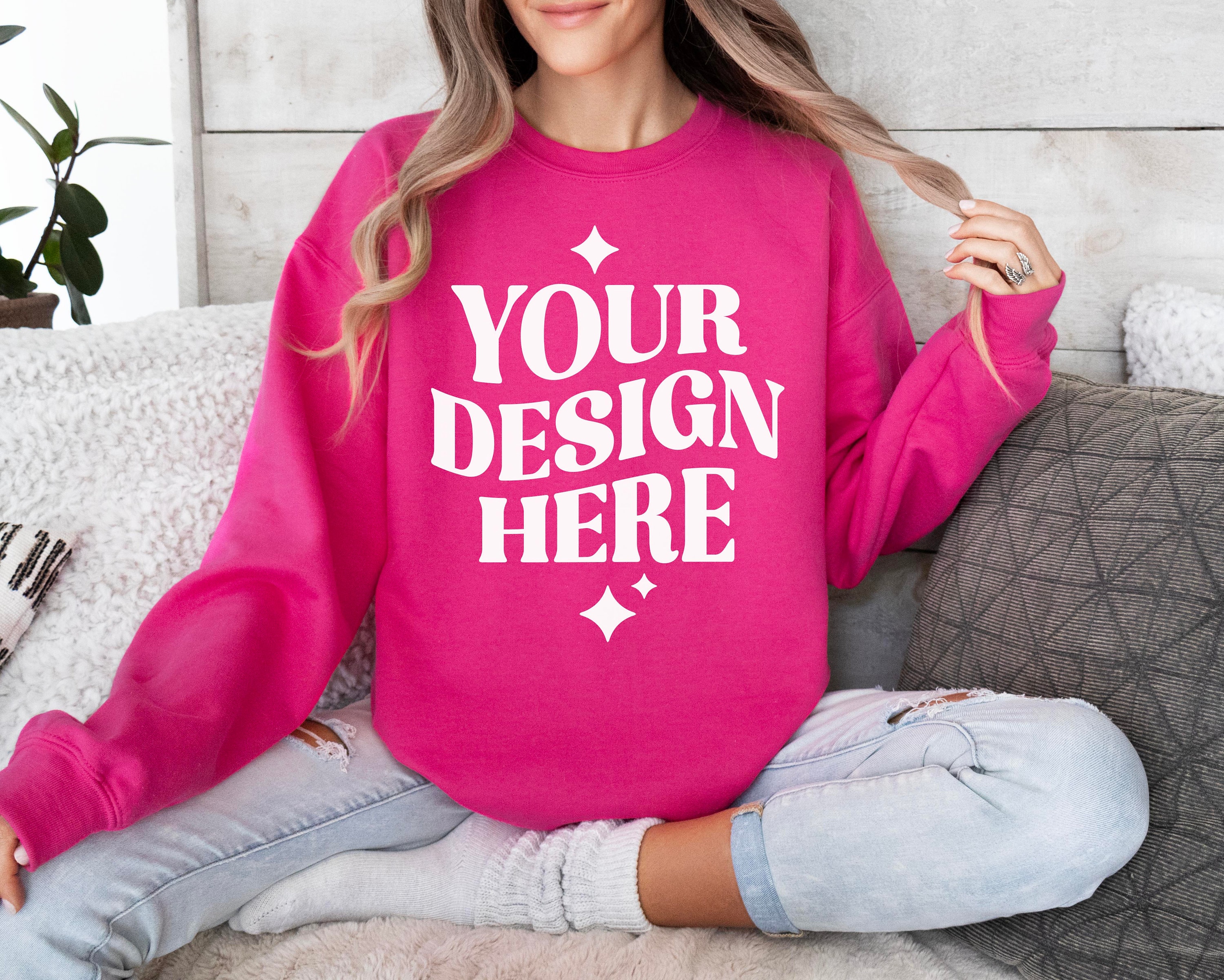Main Crewneck Sweater - Heather Pink Heavy Fleece