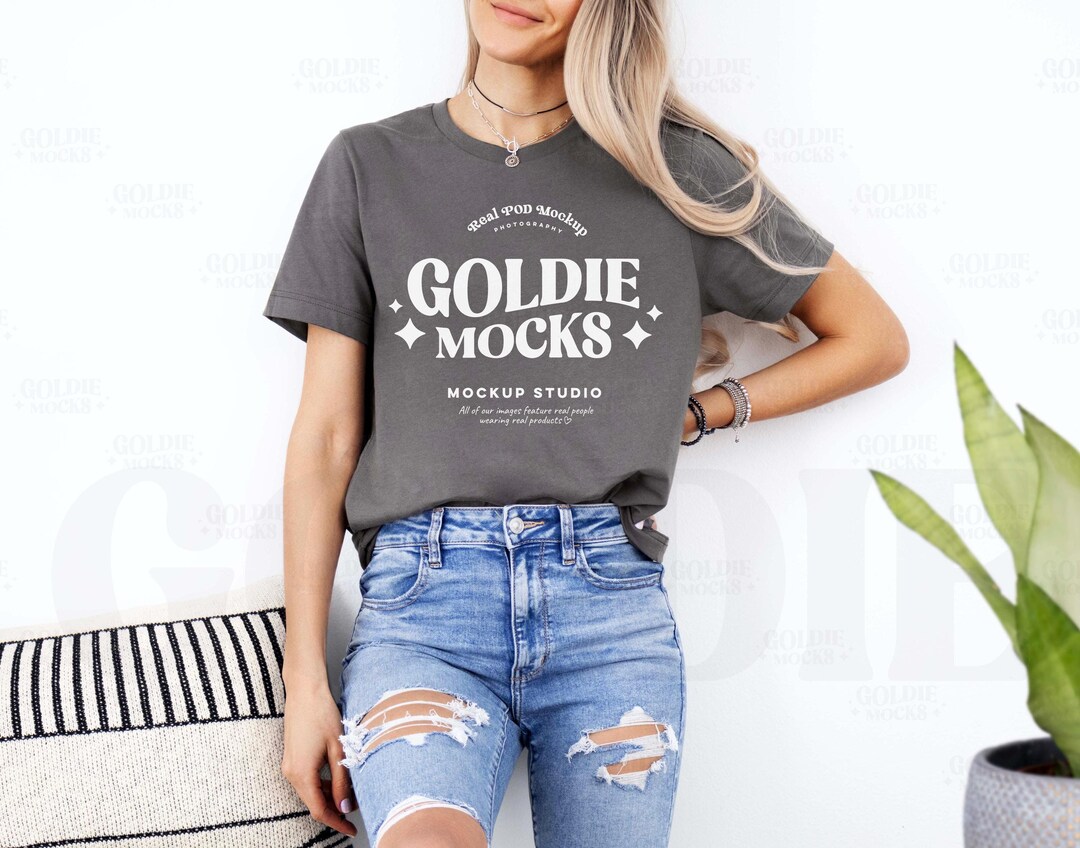 Bella Canvas 3001 Asphalt Tshirt Mockup | BC 3001 Asphalt Grey Shirt ...