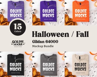 Gildan 64000 Halloween Tshirt Mockup Bundle | G640 Folded Shirt Mock-up Bundle | Real Photo | Cute Trendy Fall | Festive Halloween Flat Lay