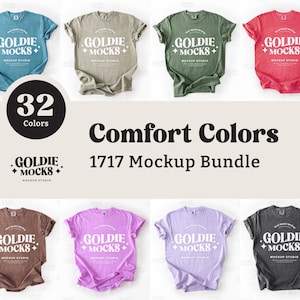 Comfort Colors C1717-t-shirt plat liggende mockupbundel | CC 1717 T-shirt flatlay mock-upbundel | Echt product | Minimale eenvoudige basisachtergrond