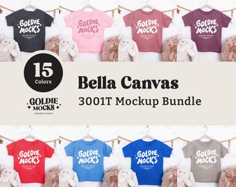 Bella Canvas 3001T Tshirt Mockup Bundle | 3001T Toddler Flatlay T-Shirt Mock Bundle | Real Photo | Cute Trendy Boho Neutral Kids Youth Shirt