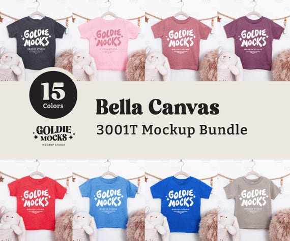Bella Canvas 3001T Tshirt Mockup Bundle | 3001T Toddler Flatlay T-Shirt Mock Bundle | Real Photo | Cute Trendy Boho Neutral Kids Youth Shirt