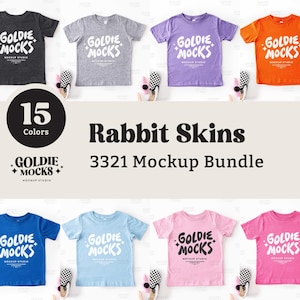 Rabbit Skins 3321 Tshirt Mockup Bundle | 3321 Toddler Flatlay T-Shirt Mock-up Bundle | Real Product Mock | Trendy Neutral Kids Youth Shirt