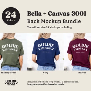 Bella Canvas 3001 Tshirt Back Mockup Bundle | BC 3001 Shirt Back View Mock-up Bundle | Real Model Mock | Minimal Back of T-Shirt Mockups image 5