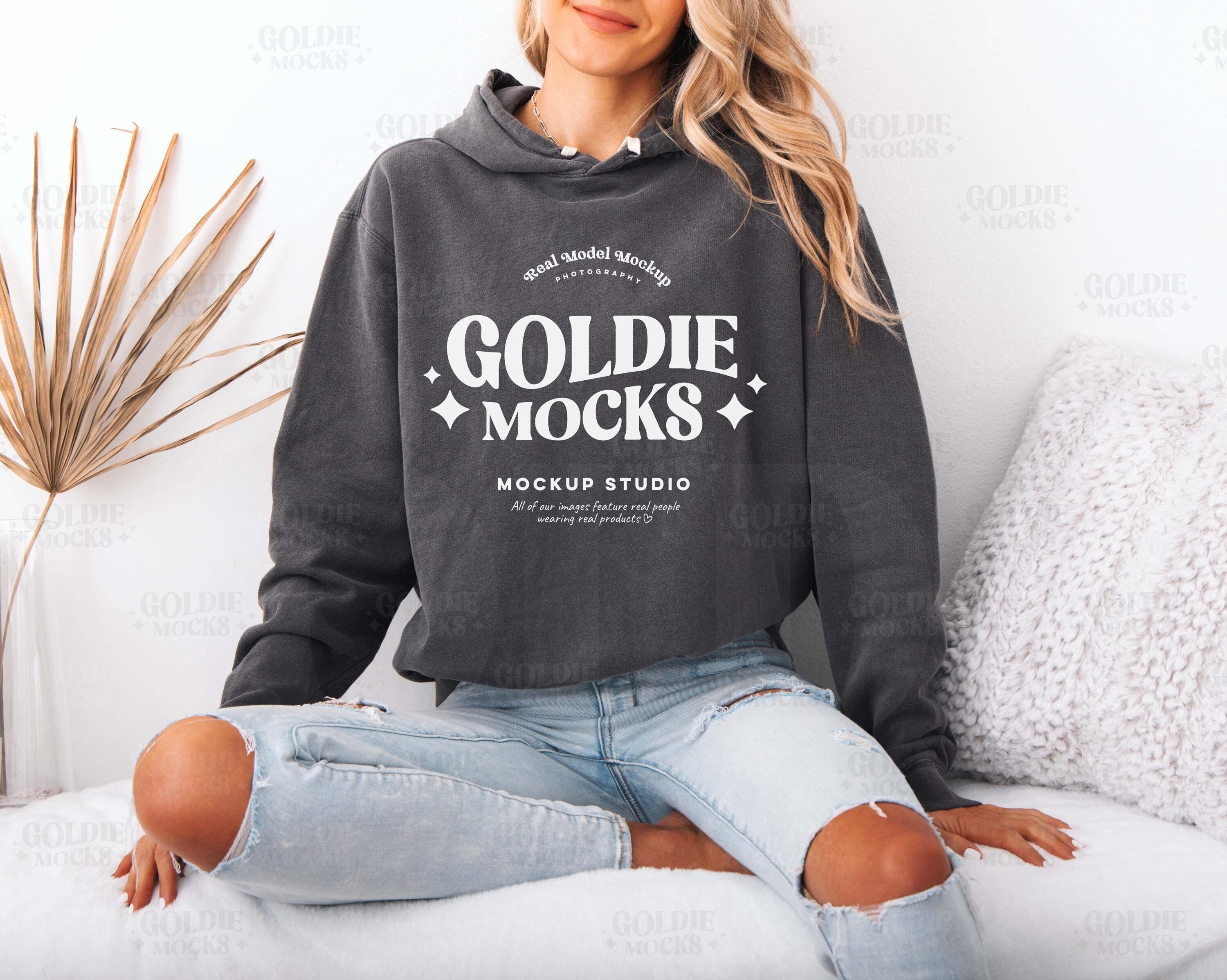 Comfort Colors 1467 Pepper Hoodie Mockup | CC 1467 Grey Hooded Sweatshirt Mock-up | Real Model Mock | Trendy Minimal Simple Boho Aesthetic