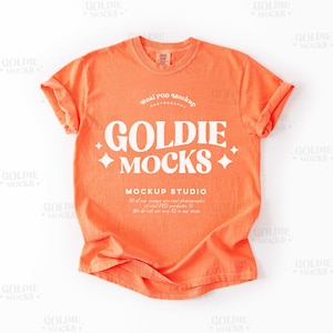 Comfort Colors C1717 Melon Shirt Flat Lay Mockup | CC 1717 Orange Tshirt Mock-up | Real Product Mock | Simple Minimal Basic Plain Flatlay
