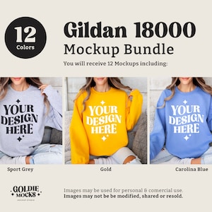Gildan 18000 tröja mockup-paket | G180 rund hals mockup-paket | Modellmockup | Neutral Casual Enkel Höst Vinter Gildan 18000 mockups bild 5