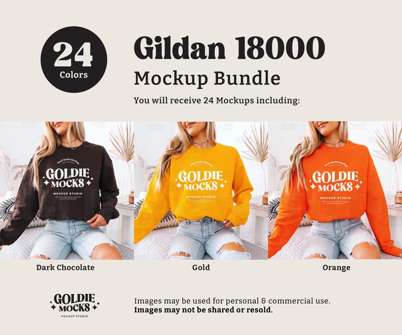 Gildan 18000 Sweatshirt Mockup Bundle | G180 Crewneck Sweatshirt Mock-up Bundle | Real Model Mock | Trendy Casual Neutral Boho Aesthetic image 8