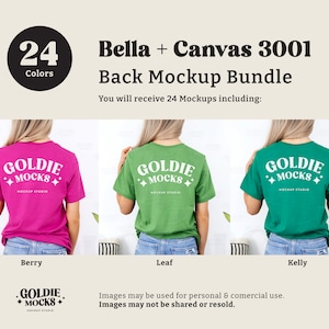 Bella Canvas 3001 Tshirt Back Mockup Bundle | BC 3001 Shirt Back View Mock-up Bundle | Real Model Mock | Minimal Back of T-Shirt Mockups image 6