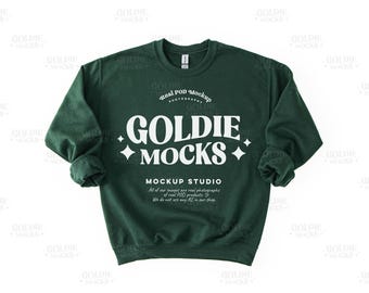 Gildan 18000 Forest Sweatshirt Mockup | G180 Green Crewneck Flat Lay Mock-up | Real Flatlay Mock | Simple Minimal Neutral Plain Basic Mock