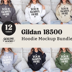 Gildan 18500 Hoodie Mockup Bundle | G185 Hooded Sweatshirt Mock-up Bundle | Real Model Mockup | Neutral Casual Simple Gildan 18500 Mocks