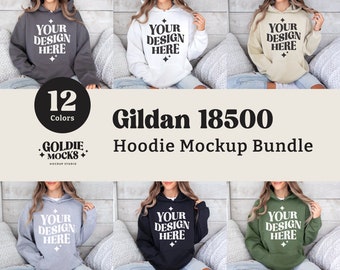 Gildan 18500 Hoodie Mockup Bundle | G185 Hooded Sweatshirt Mock-up Bundle | Real Model Mockup | Neutral Casual Simple Gildan 18500 Mocks