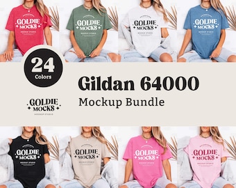 Gildan 64000 Shirt Mockup Bündel | G640 Tshirt Mock-up Bundle | Echtes Modell Mock | Trendy Minimal Neutral Einfache Boho ästhetische Fotopackung