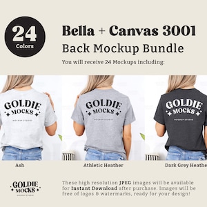Bella Canvas 3001 Tshirt Back Mockup Bundle | BC 3001 Shirt Back View Mock-up Bundle | Real Model Mock | Minimal Back of T-Shirt Mockups image 3