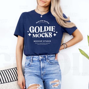 Bella Canvas 3001 Navy Tshirt Mockup | 3001 Navy Blue T-shirt Mockup | Real Model Mock | Simple Neutral Trendy Minimal Aesthetic Tee Shirt