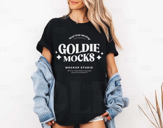 Gildan 5000 Black Tshirt Mockup | Long G500 Black T-shirt Mockup | Real Model Mock | Simple Styled Trendy Vintage Retro Aesthetic Vibe Shirt