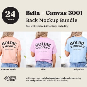 Bella Canvas 3001 Tshirt Back Mockup Bundle | BC 3001 Shirt Back View Mock-up Bundle | Real Model Mock | Minimal Back of T-Shirt Mockups image 8