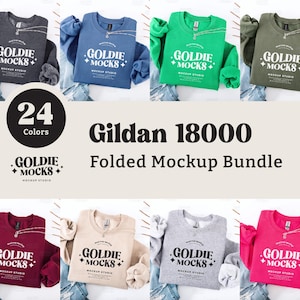 Gildan 18000 Sweatshirt Mockup Bundle | G180 Crewneck Flat Lay Mock-up Bundle | Real Flatlay Mock | Folded Minimal Neutral Simple Aesthetic