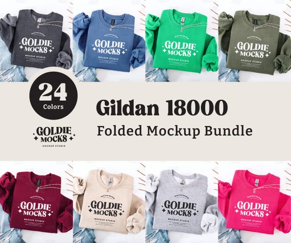 Gildan 18000 Sweatshirt Mockup Bundle | G180 Crewneck Flat Lay Mock-up Bundle | Real Flatlay Mock | Folded Minimal Neutral Simple Aesthetic