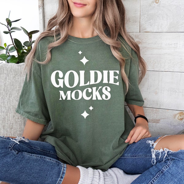 Comfort Colors C1717 Moss Shirt Mockup | CC Moss Tshirt Mockup | Oversized T-shirt | Model Mock | Green | C1717 Mockup | Aesthetic Mockup