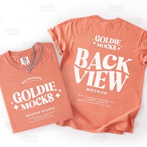 Comfort Colors C1717 Terracotta Tshirt Front Back Mockup | 1717 Orange T-Shirt Flatlay Mock | Real Photo | Minimal Neutral Back View Tee
