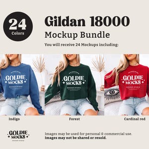 Gildan 18000 Sweatshirt Mockup Bundle | G180 Crewneck Sweatshirt Mock-up Bundle | Real Model Mock | Trendy Casual Neutral Boho Aesthetic image 5
