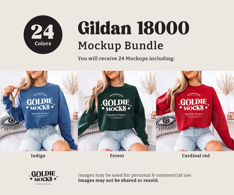 Gildan 18000 Sweatshirt Mockup Bundle | G180 Crewneck Sweatshirt Mock-up Bundle | Real Model Mock | Trendy Casual Neutral Boho Aesthetic image 5