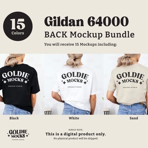 Gildan 64000 Tshirt Back Mockup Bundle | Back G640 T-Shirt Mock-up Bundle | Real Model Mock | Back View Neutral Simple Gildan 640 Tee Shirt image 2