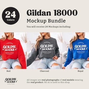 Gildan 18000 Sweatshirt Mockup Bundle | G180 Crewneck Sweatshirt Mock-up Bundle | Real Model Mock | Trendy Casual Neutral Boho Aesthetic image 9