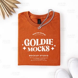 Gildan 5000 Texas Orange Shirt Flat Lay Mockup | G500 Orange Folded Tshirt Mock-up | Real Product Mock | Simple Trendy Minimal Aesthetic