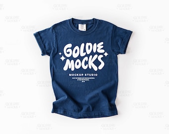 Comfort Colors C9018 True Navy Tshirt Mockup | 9018 Navy Youth T-Shirt Mock-up | Real Product Mock | Simple Minimal Neutral Basic Kids Tee