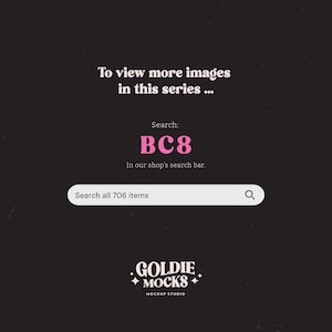 May include: A dark background with the text "To view more images in this series..." and "Search: BC8". A search bar reads "Search all 706 items". The Goldie Mocks logo is at the bottom.