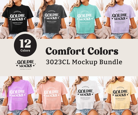 Comfort Colors 3023CL Tshirt Mockup Bundle | 3023 Boxy Crop T-Shirt Mock-up Bundle | Real Model Mock | Neutral Cozy Trendy Boho Aesthetic