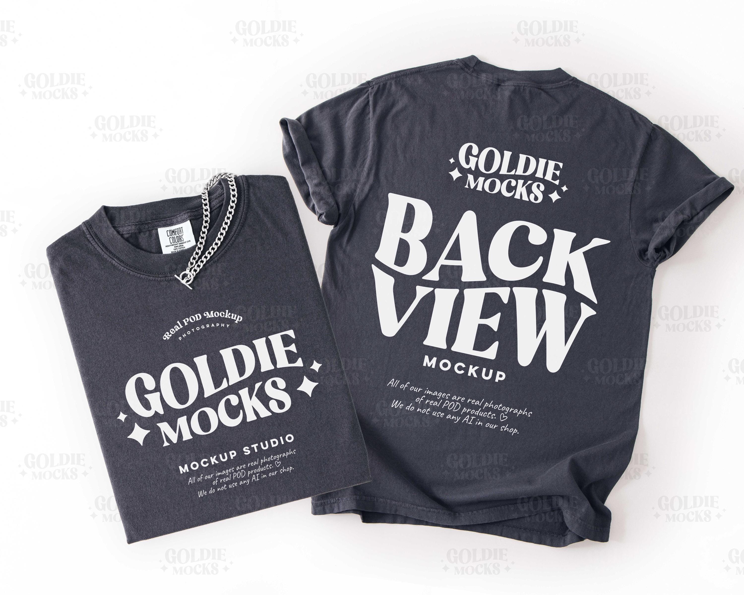 Comfort Colors C1717 Graphite Tshirt Front Back Mockup | CC 1717