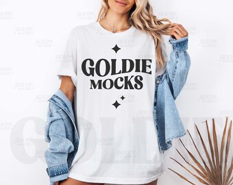 Bella Canvas 3001 White Shirt Mockup | BC 3001 White Tshirt Mock-up | Real Model Mock | Simple Minimal Neutral Untucked Tee Boho Aesthetic