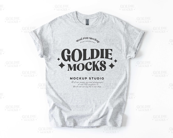 Gildan 5000 Ash Shirt Flat Lay Mockup | G500 Ash Grey Tshirt Mock-up | Real Product Mock | Basic Simple Minimal Plain Background Flatlay