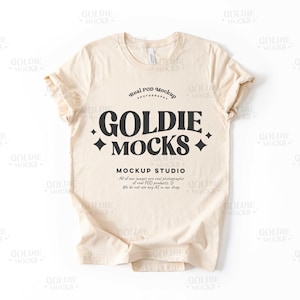 Bella Canvas 3001 Natural Shirt Flat Lay Mockup | BC 3001 Natural Tshirt Mock-up | Real Product Mock | Prosty Neutralny Minimalistyczny Podstawowy Gładki