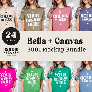 Bella Canvas 3001 Tシャツ モックアップ バンドル | 3001 シャツ モックアップ バンドル | リアル モデル モック | ニュートラル カジュアル シンプル Bella Canvas Tシャツ モックアップ