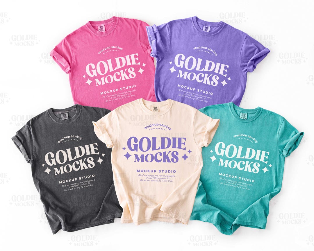 Comfort Colors C1717 Group Shirt Mockup | CC 1717 Ivory