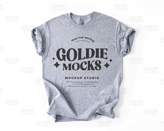 Gildan 5000 Sport Grey Shirt Flat Lay Mockup | G500 Grey Tshirt Mock-up | Real Product Mock | Basic Simple Minimal Plain Background Flatlay