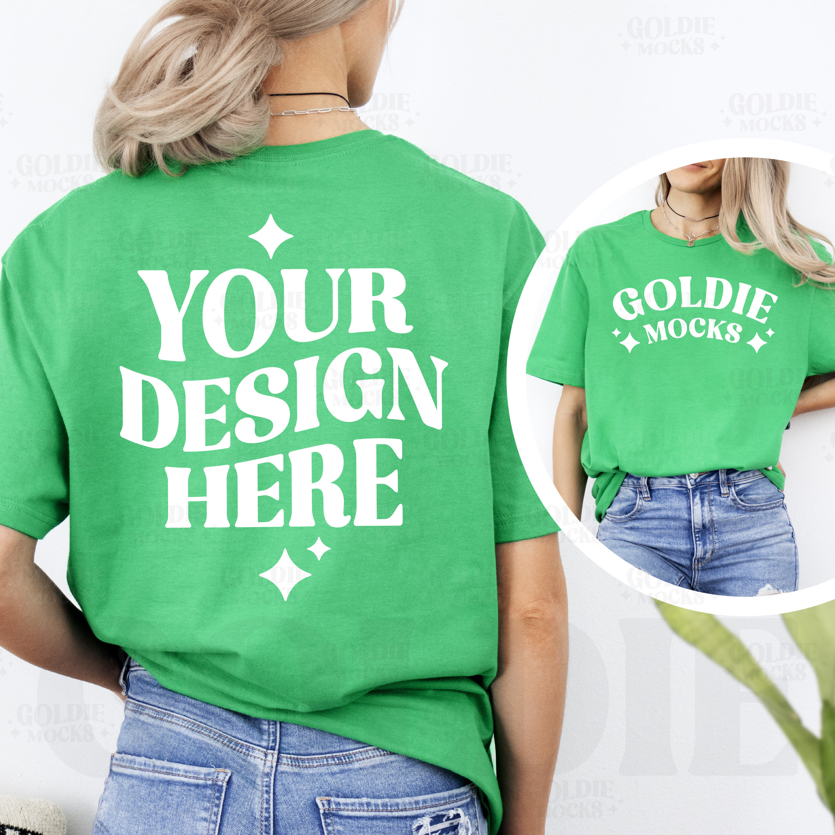 【再値下げ】MURRAL ミューラル dizzy shirt Green Gildan 64000 Irish Green Tshirt Front & Back Mockup | G640 Green T