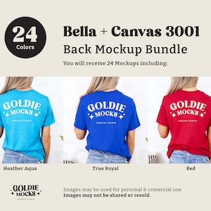 Bella Canvas 3001 Tshirt Back Mockup Bundle | BC 3001 Shirt Back View Mock-up Bundle | Real Model Mock | Minimal Back of T-Shirt Mockups image 9