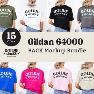 Gildan 64000 Tシャツ バック モックアップ バンドル | バック G640 Tシャツ モックアップ バンドル | リアルモデル モック | バックビュー ニュートラル シンプル Gildan 640 Tシャツ