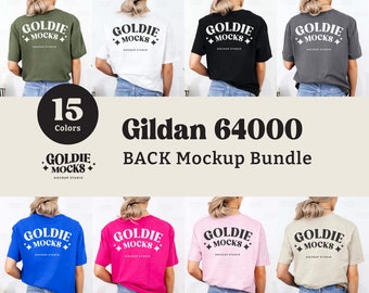 Gildan 64000 Tshirt Back Mockup Bundle | Back G640 T-Shirt Mock-up Bundle | Real Model Mock | Back View Neutral Simple Gildan 640 Tee Shirt