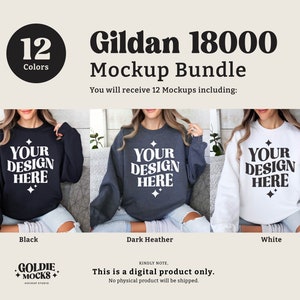 Gildan 18000 tröja mockup-paket | G180 rund hals mockup-paket | Modellmockup | Neutral Casual Enkel Höst Vinter Gildan 18000 mockups bild 2