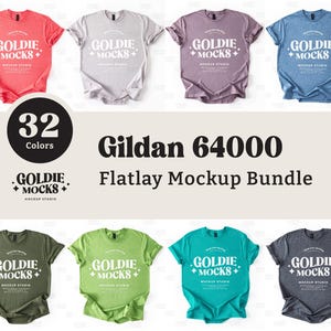 Paquete de maquetas planas de camisetas Gildan 64000 / Paquete de maquetas planas de camisetas G640 / Producto real / Fondo básico simple, minimalista y neutro