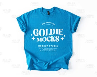 Gildan 5000 Sapphire Shirt Flat Lay Mockup | G500 Blue Tshirt Mock-up | Real Product Mock | Basic Simple Minimal Plain Flatlay